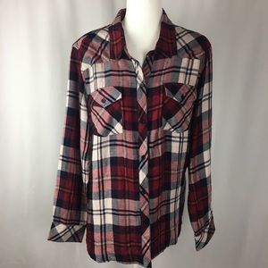 Rails Kendra merlot/snow/navy plaid button-down